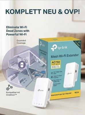TP-Link AC750 Mesh WLAN Repeater 433 Mbit/s 1 Ethernet LAN WPS - NEU & OVP