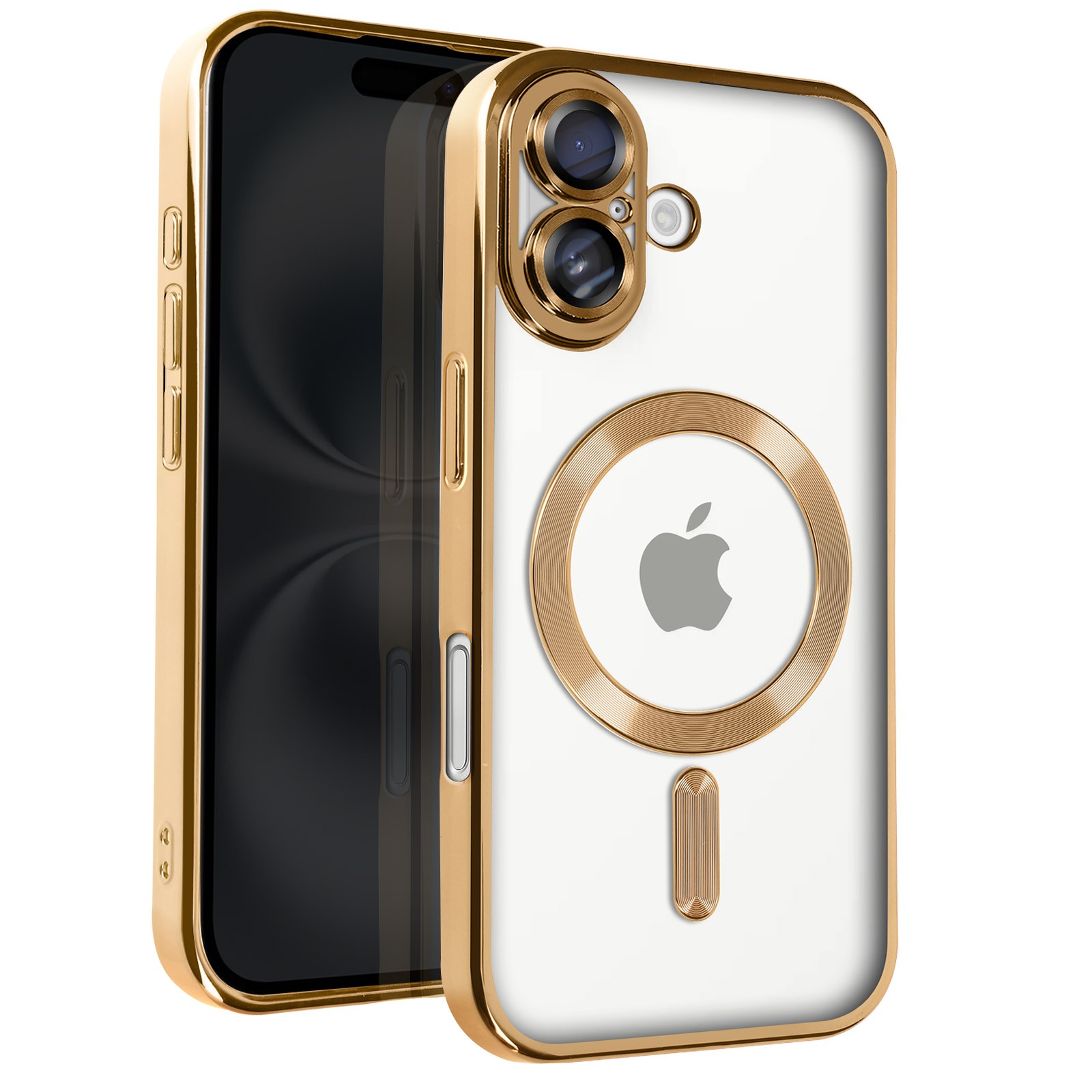 Coque iPhone 16 Plus chrome doré chic en silicone premium - 2