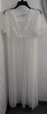 Vintage Val Mode White Sheer Lace Peignoir Dressing Gown One Size