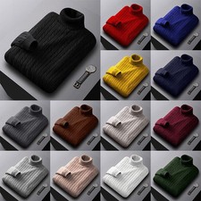 Mens Turtleneck Knitted Pullover Casual Winter Warm Thick Sweater Tops Knitwear.