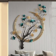 Ainydie Luxury Metal Ginkgo Tree Leaf Wall Art, Creative Handmade Wall Sculpture