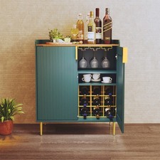 Wooden Coffee Bar Cabinet Buffet Sideboard Kitchen Storage Cabinet w/ 2 Doors