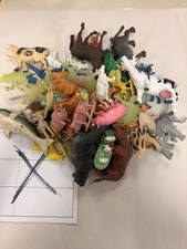 Large Lot Of Farm And Wild Animals Old Plastic Playset Figures