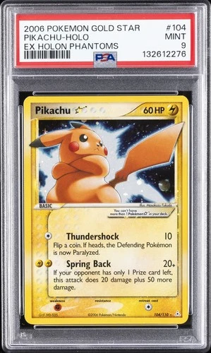 2006 POKEMON EX HOLON PHANTOMS GOLD STAR #104 PIKACHU-HOLO PSA 9