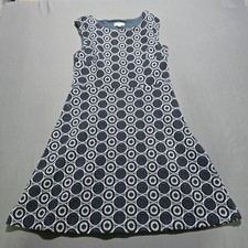 LOFT Outlet A Line Dress Blue White Geometric Print Sleeveless Size 8