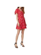 FRENCH CONNECTION Womens Red Short Sleeve Short Evening Fit + Flare Dress 6