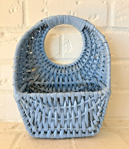Vintage Cottage Blue Wall Hanging Basket Decor 10” Tall & 7.5” Wide & 3.5” Deep
