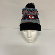 Marvel Spider-Man Knit Beanie Pom Hat Gray Red Blue Youth Winter