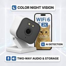 Indoor 2K WiFi Security Camera with AI Motion Detection Color Night Vision