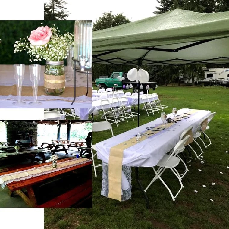 2 Dozen LACE BURLAP 24 TABLE RUNNER 14x108" Wholesale Country Wedding Party SALE - Image 2 of 2