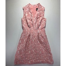 Adrianna Papell Pink Textured Lace Sleeveless V-Neck Sheath Dress
