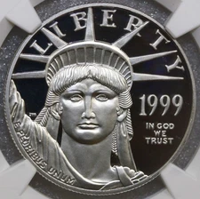 1999-W $100 PLATINUM EAGLE STATUE OF LIBERTY NGC PROOF PF70 ULTRA CAMEO