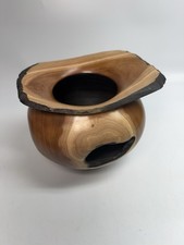 Wood Turned Vase Vessel Home Decor MCM Handmade Natural Edge See Pics