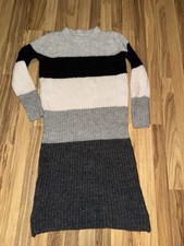 American Eagle Sweater Dress Women’s Medium Stripped Wool 2019 Black Gray
