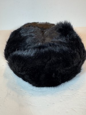 7 1/8 Vintage Black Fur Trapper Hat Ushanka Ear Flap  display picture 2