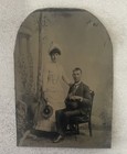 Antique Victorian Tintype Photo Couple Portrait Arch Top 19th Century