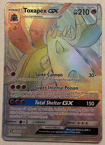 Toxapex GX (Rainbow) Secret Rare Holo SM - Guardians Rising 154/145 NM