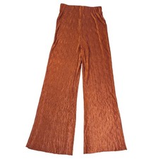 ASTR The Label Pants Women XS Rust Pleated Wide Leg High Rise Metallic AP7259