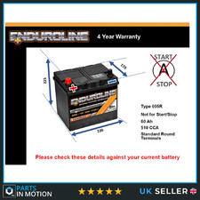 Battery fits TOYOTA GT86 ZN6 2.0 2012 on 005R 510A 60Ah 4Yr Warranty Enduroline