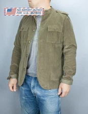 Pretty Green Shirt Mens Large Green Lennon Cord Overshirt Utility Chore 60s Mod