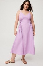 New Plus Size Torrid Tea Length Fit And Flare lilac Dress cottagecore romantic