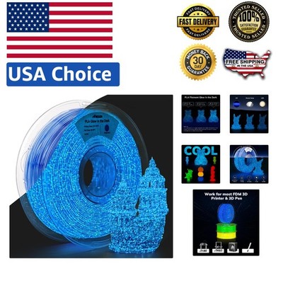 1kg Shiny Firefly Blue PLA Filament, Glow in The Dark, Perfect for 3D Printers