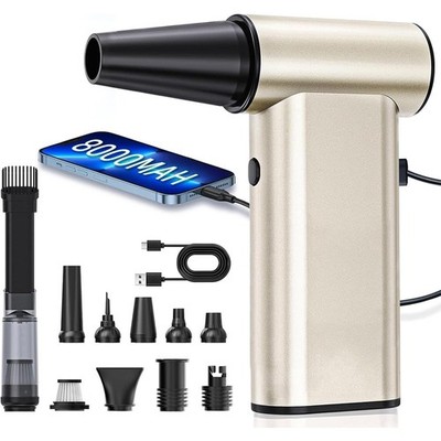 Rckskaya Compressed Air Duster, 300000RPM Aluminum Electric Champagne Silver