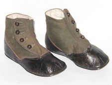 Antique Victorian Child  s HIGH BUTTON BOOTS Khaki Brown Leather Baby Shoes sz 5