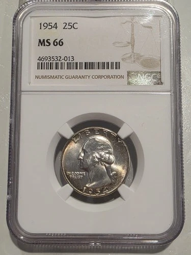 1954 Washington Quarter, NGC MS66, Album Toning, FREE SHIPPING