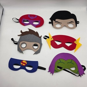 Superhero Felt Mask Set 6pc Kids Costume Dress Up Flash Superman Green Goblin