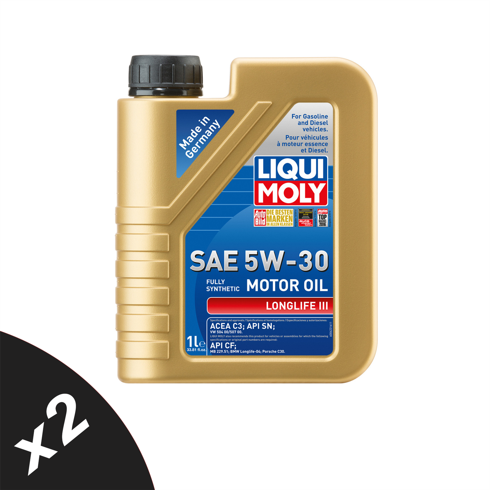 Liqui Moly LONGLIFE III 5W30 Fully Synthetic Engine Oil ACEA C3 API SN 2x1L