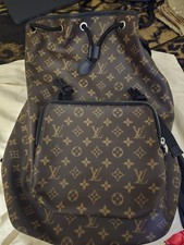 Men's Louis-Vuitton Zack Monogram Macassar Backpack Brown Leather Trim France