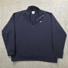Lacoste Sweater Men's 9 Navy Blue 1/4 Zip Pullover Preppy Gator Logo