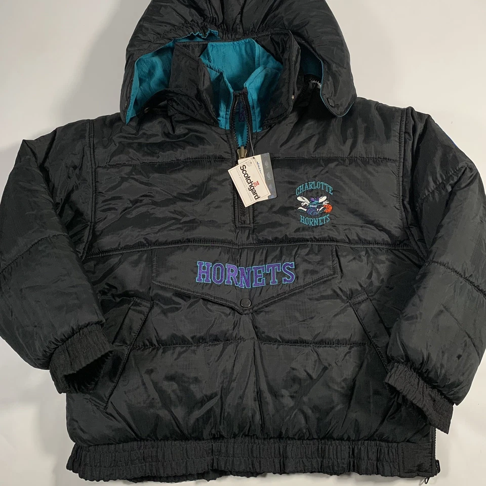 Chaqueta acolchada reversible Charlotte Hornets jugador profesional de colección de los 90 juvenil grande nueva con etiquetas Foto 2 de 4