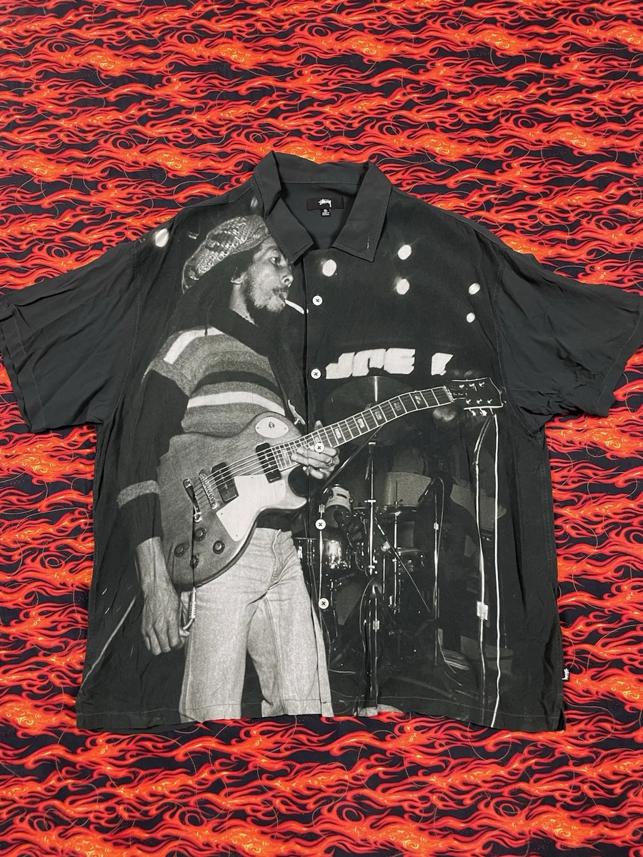 Stussy x Bob Marley Rastafari Men's XL Rayon Button Up Shirt RARE