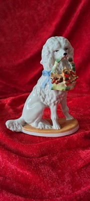 antike Porzellanfigur''deutscher Pudel''im Staffordshire-Stil
