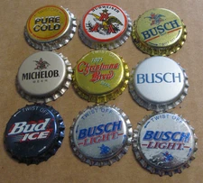 9-NOS ANHEUSER BUSCH MICHELOB BUSCH BUDWEISER  BEER CAPS UNUSED MISSOURI MO SET
