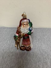 Vin. 2003 Blown Glass Old World Santa Claus w/Reindeer Ornament