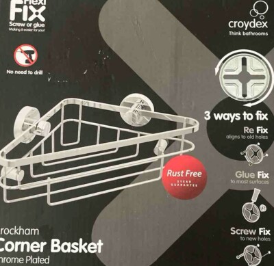 Kein neues Eckregal mit Schraube, Flexi Fit Chrom Eckkorb Dusche Küche Croydex