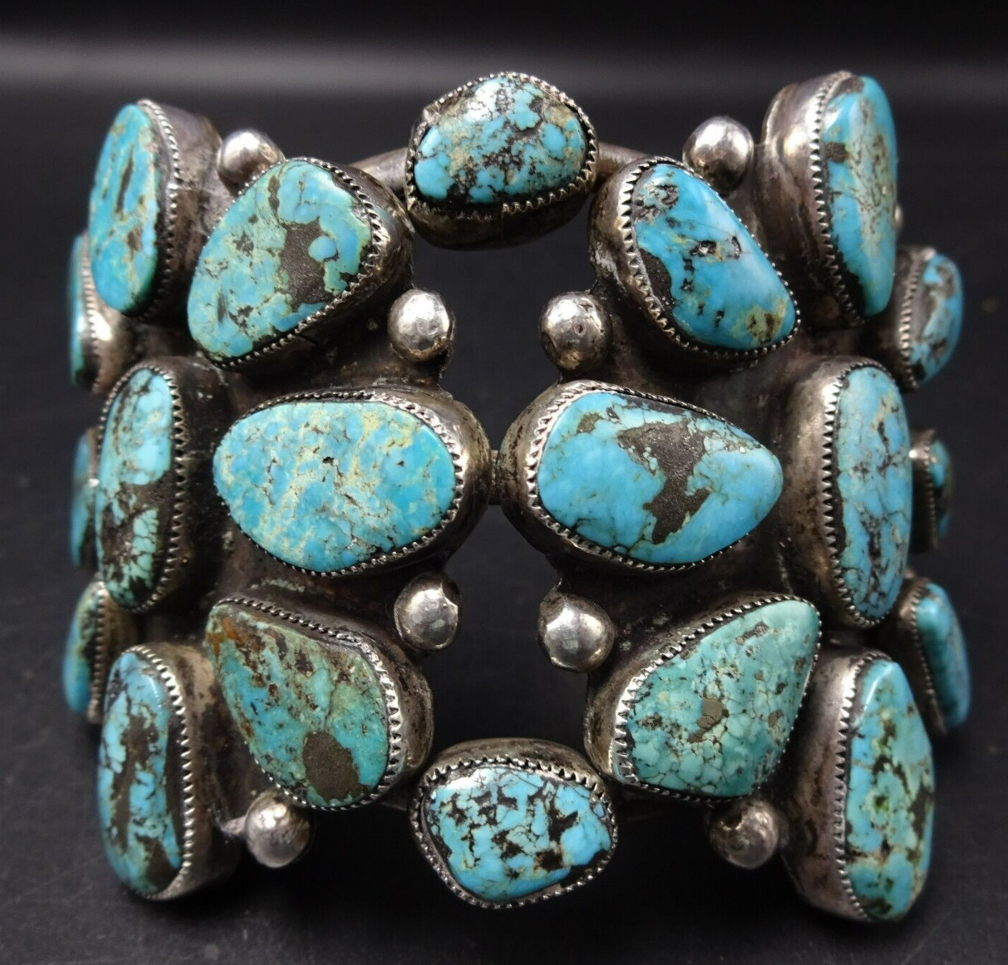 OLD PAWN Sterling Silver NATURAL BLUE DIAMOND TURQUOI… Gem