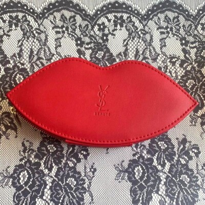 Yves Saint Laurent Makeup Brush Red Lips Pouch Set Novelty VIP