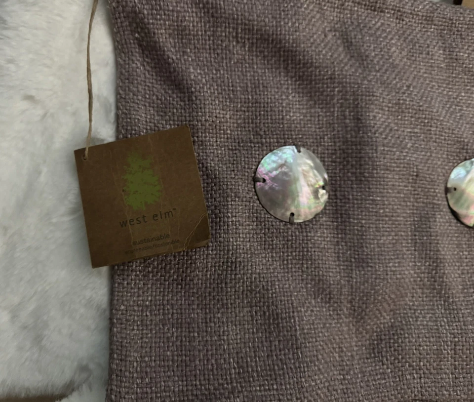NWT West Elm Pillow Covers (2) Lumbar Solid Silk w/ Shells Light Purple NEW - Image 4 of 4