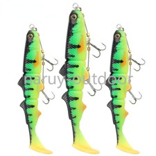 2PCS Stinger Rig With 3-Jointed Soft Fishing Lures Swimbait For Pike Big Game