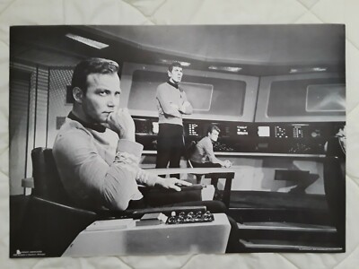Star Trek TOS - Kirk & Spock on Bridge B/W Poster / Still - 23'' x 16'' #5728