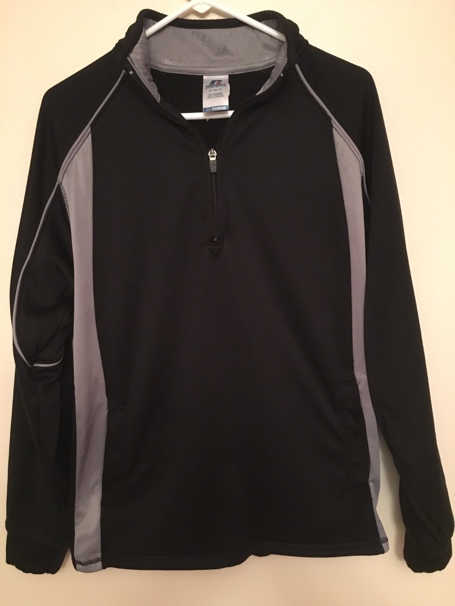 Russell Athletic Dri-Power 3/4 Zip Black/Gray Long Sleeve Pullover