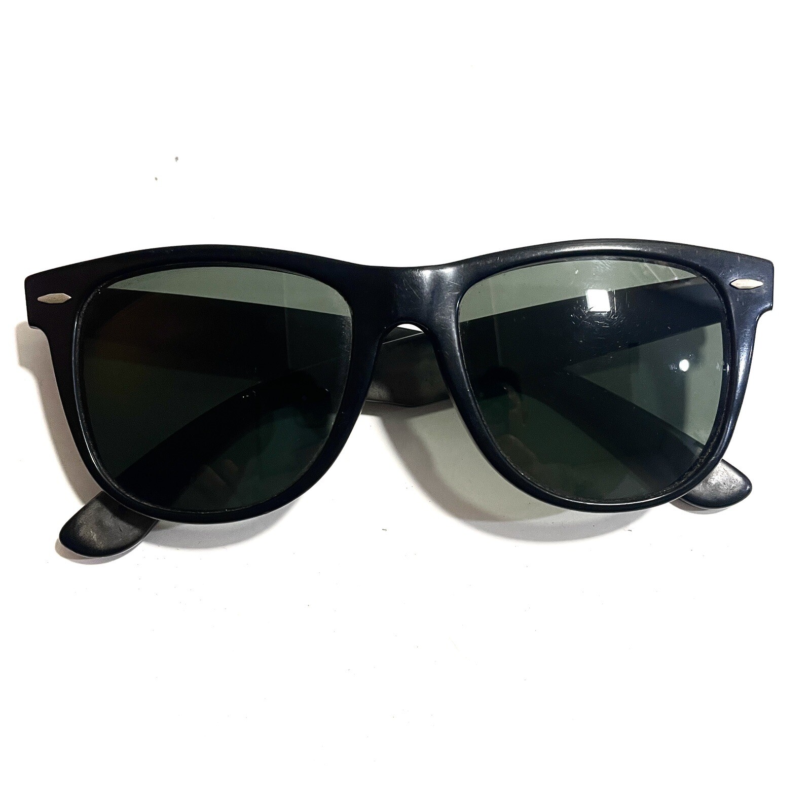 RARE!! 80s Vintage Ray-Ban Sunglasses B&L Wayfarer 2 Black USA HEAVY Tilted 90s