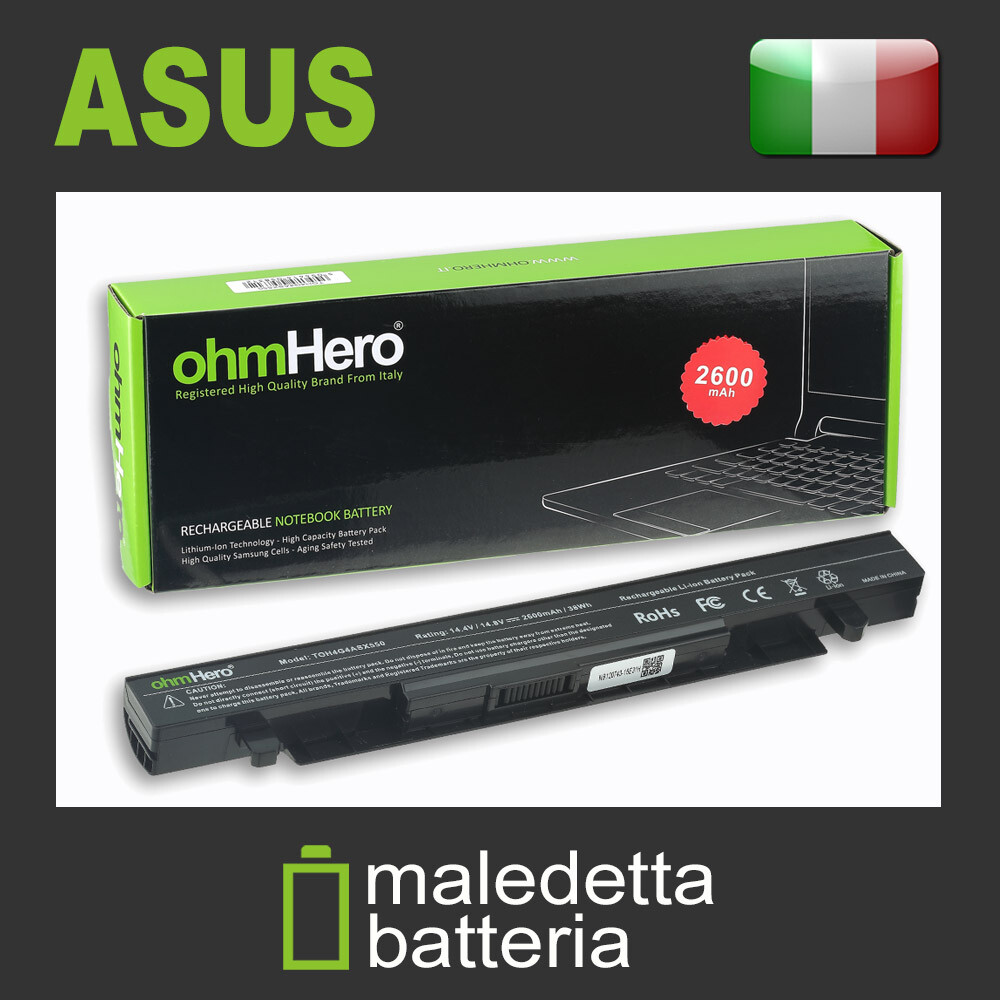 Batteria per Asus K550C Ohmhero™ NERA 2600 mAh: Risparmia e Rigenera