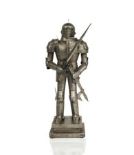 Medieval Knight Suit Of Armor Statue w Sword Metal Model 18" Figurine Home Decor