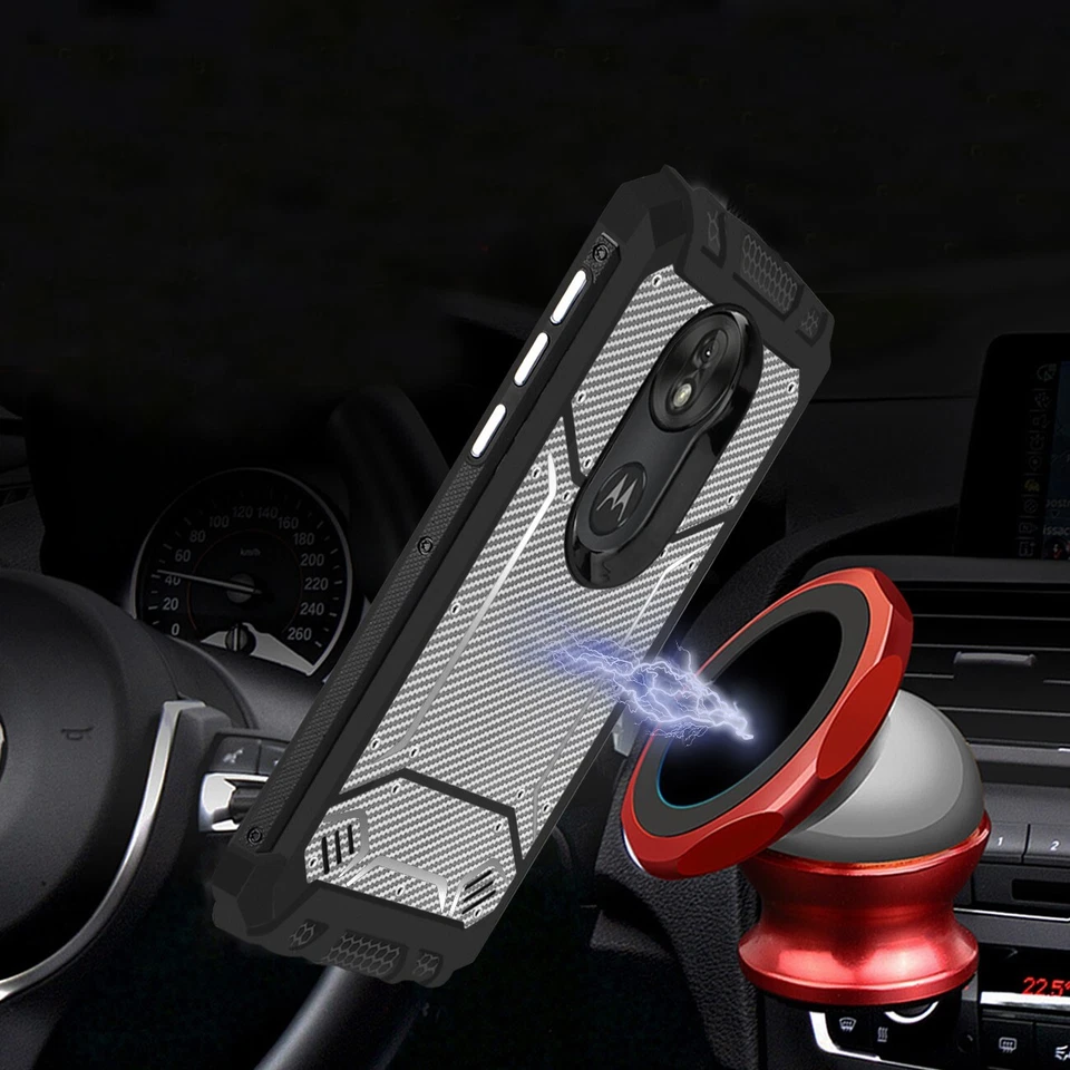 Motorola Moto G7 Power Placa Trasera Magnética Marco TPU Acero Inoxidable Cubierta Gris Foto 2 de 4