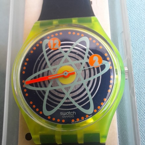 SWATCH OROLOGIO QUARTZ WAVE REBEL, GJ 107, anno 1992, CON SCATOLA, VINTAGE - Foto 6 di 12